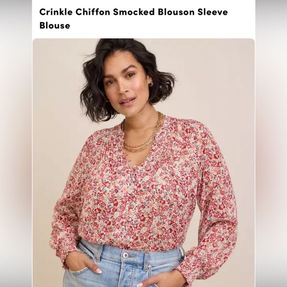 Torrid Pink Floral Chiffon Blouse - Picture 1 of 9